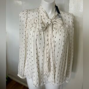 Chic Cream Blouse with Bow Accent